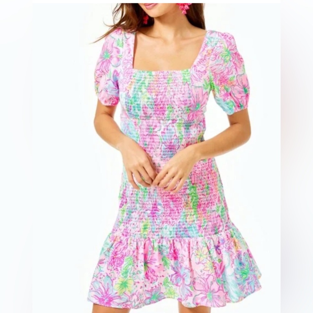 Lilly Pulitzer Pink and Green Floral Dress